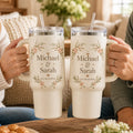 Personalized Couple Anniversary Tumbler Set With Names and Date