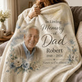 Personalized dad memorial blanket with photo, name, and date