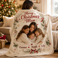 Personalized mom photo blanket with kids names for Christmas