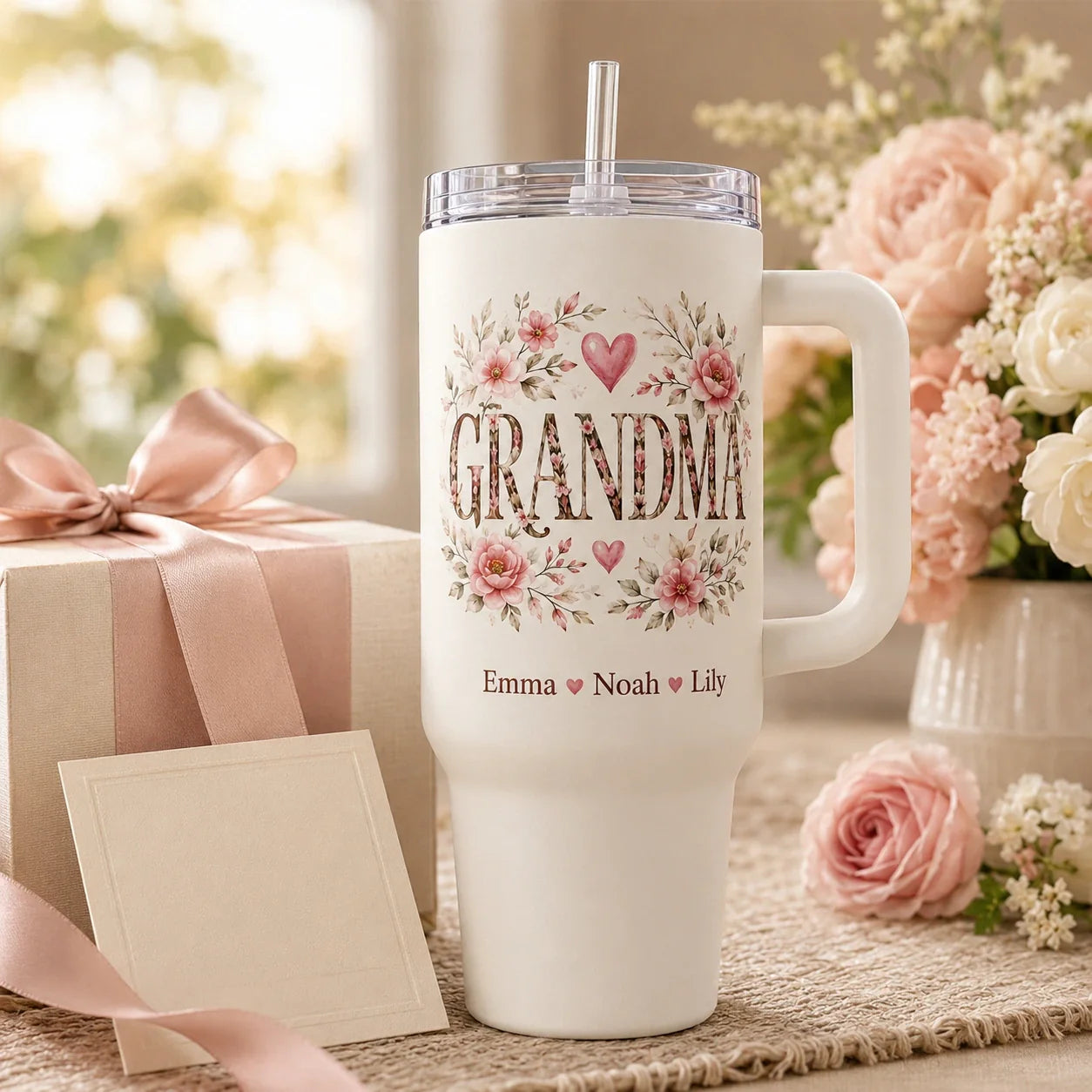 Personalized tumbler for Nana or Grandma with family names