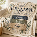 Personalized grandpa blanket with grandkids names for a birthday gift